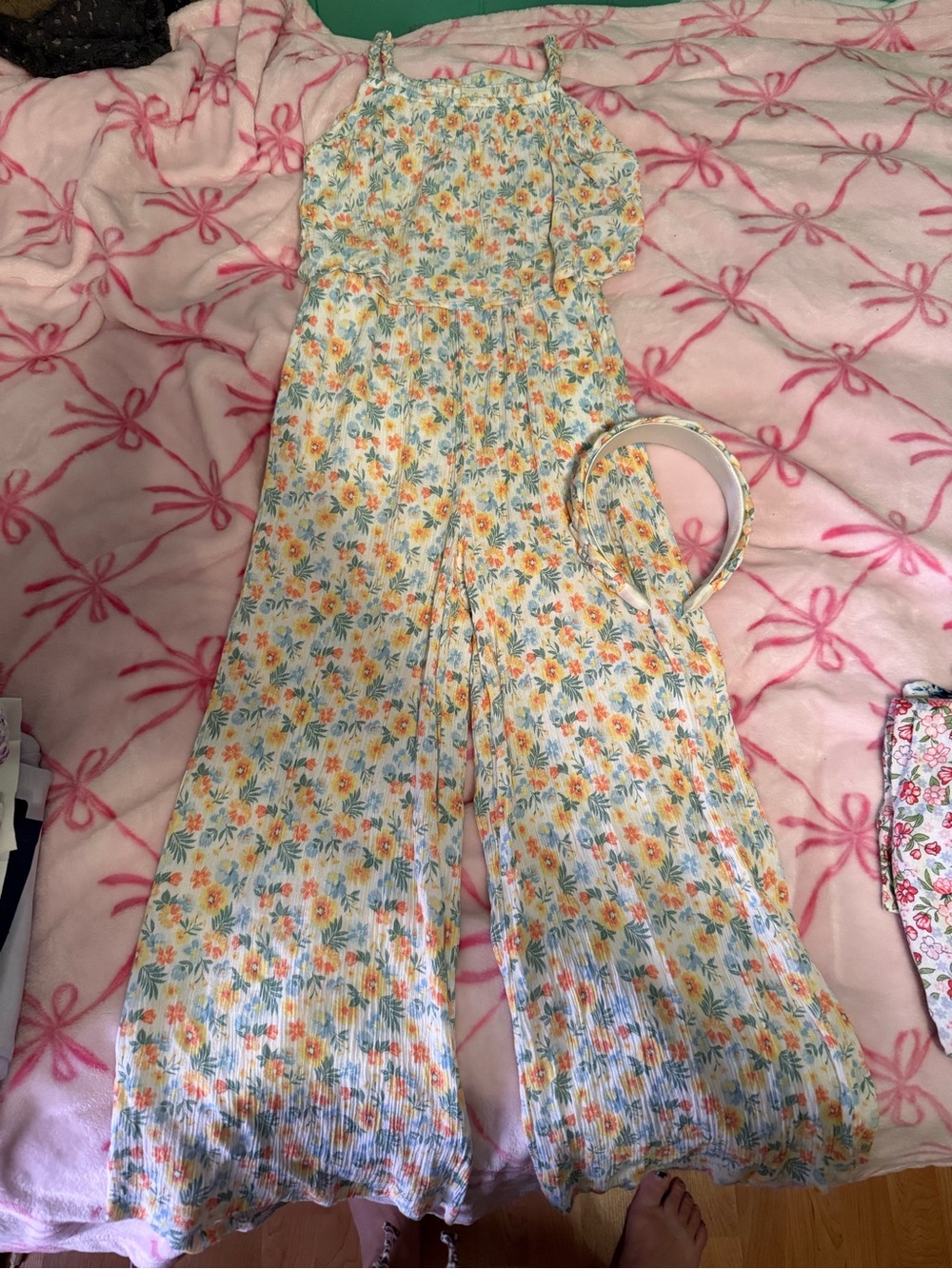 Cynthia Rowley Yellow & Green Floral Wide-Leg Jumpsuit